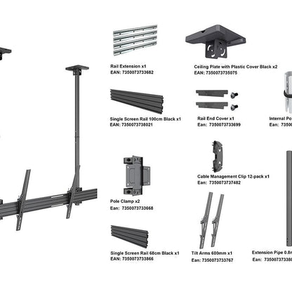 Multibrackets M Ceiling Mount Pro Tilt Mount for iiyama 105" & LG 110" Displays in Black